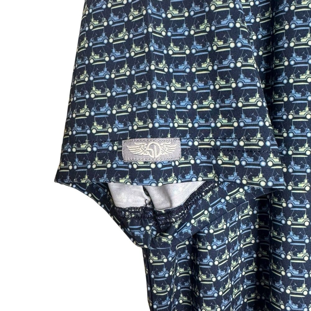 Straight Down Golf‎ Polo Shirt Mens M Blue Golf Cart All Over Print Performance - Picture 5 of 9